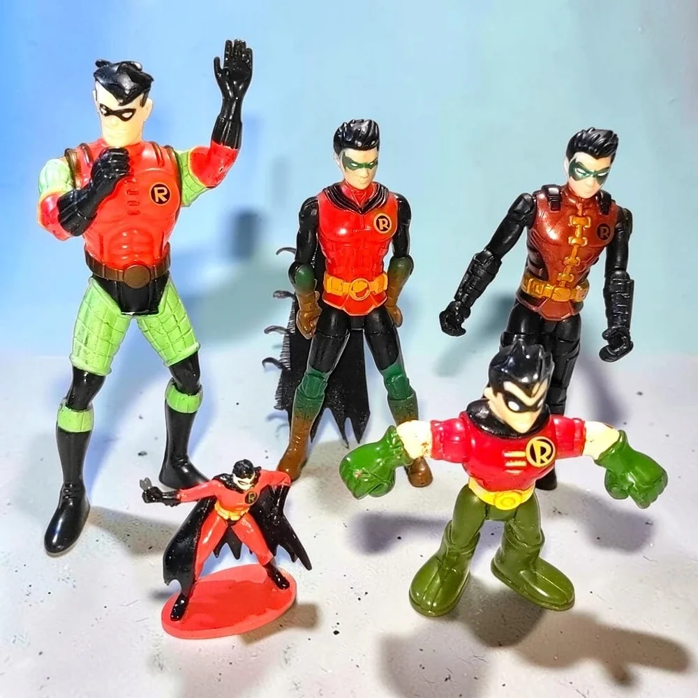 DC Comics Robin Action Figure Lot 5pc Batman Superhero Toy Mixed Eras Figures
